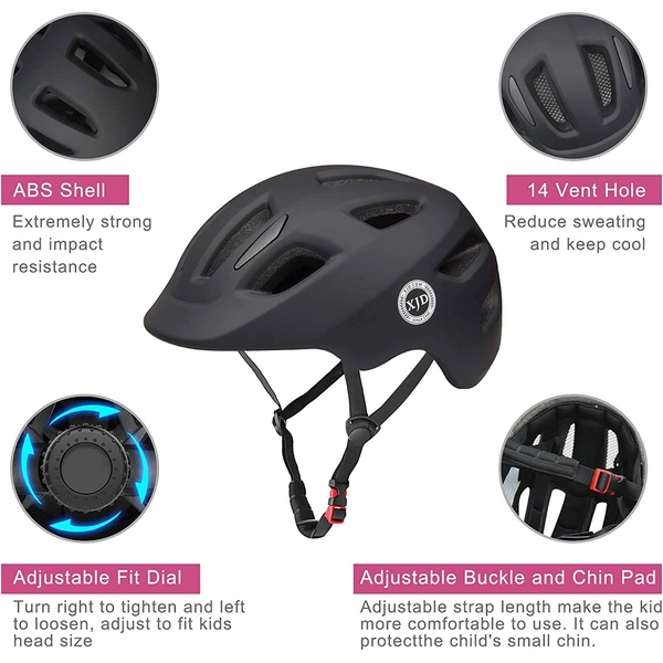 Kids Multi-Sport Bike Helmet by XJD – Black