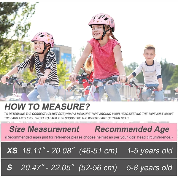 Girls Bike Helmet by XJD, Pink Flower Print