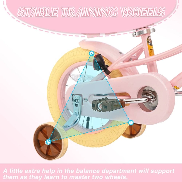 XJD Kids Bike for Girls – Pink, 12/14/16/20 Inch with Training Wheels