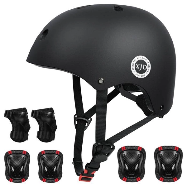 7-in-1 Kids Helmet & Protective Gear Set from XJD – Black or Blue