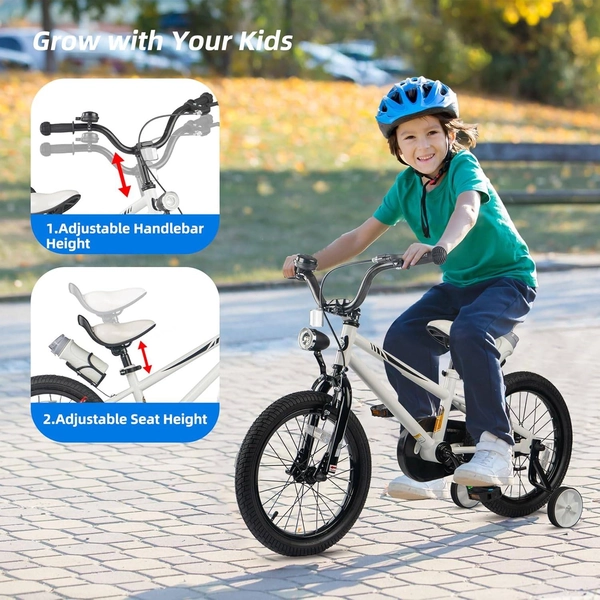 XJD Kids' Training Wheel Bike for Boys & Girls, 12/14/16 Inch – White