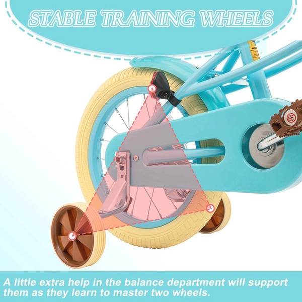 Girls' Training Wheel Bike by XJD, 12–20 Inch Wheels – Blue