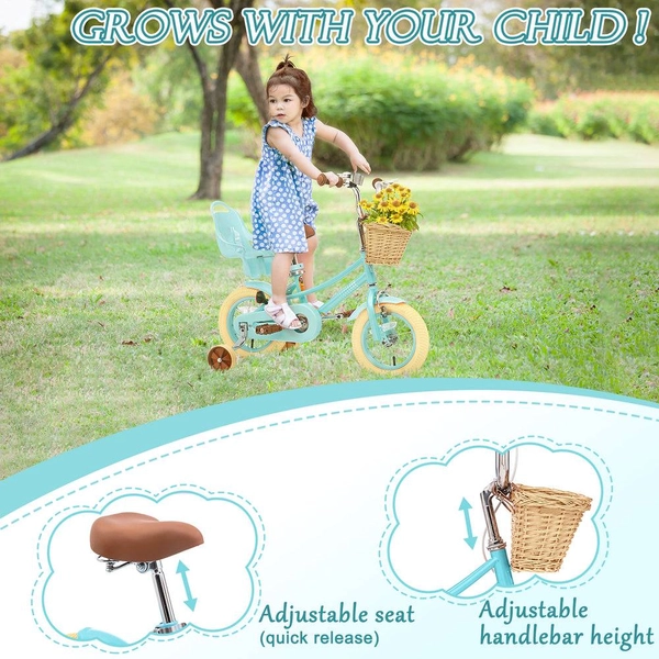 Girls' Training Wheel Bike by XJD, 12–20 Inch Wheels – Blue