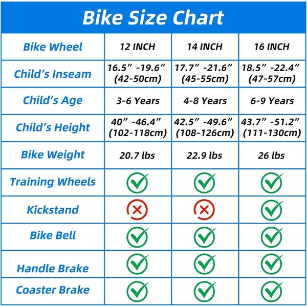 XJD Kids' Training Wheel Bike for Boys & Girls, 12/14/16 Inch – White