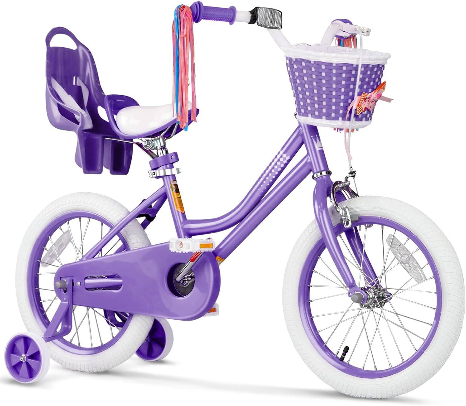 XJD Girls Bike for Kids Ages 3-8, 12/14/16 Inch with Training Wheels – Purple