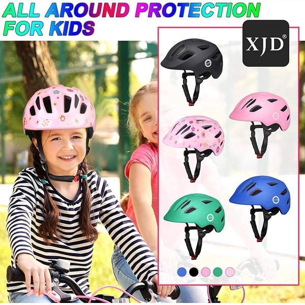 Girls Bike Helmet by XJD, Pink Flower Print