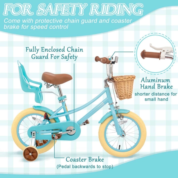 Girls' Training Wheel Bike by XJD, 12–20 Inch Wheels – Blue